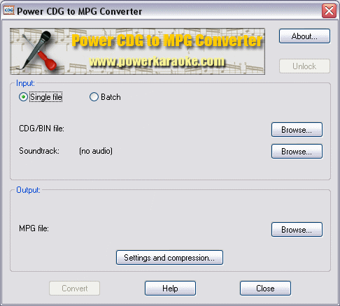 Click to view Power CDG to MPG Converter 1.0.23 screenshot